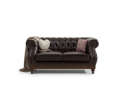 Lederen Chesterfield Heren Club Sofa Bank Bekleding Tweezits Bruin NIEUW jvmoebel ®