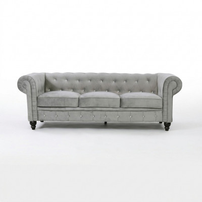 Grijze Chesterfield 3-zits luxe woonkamerbank designer bankstel