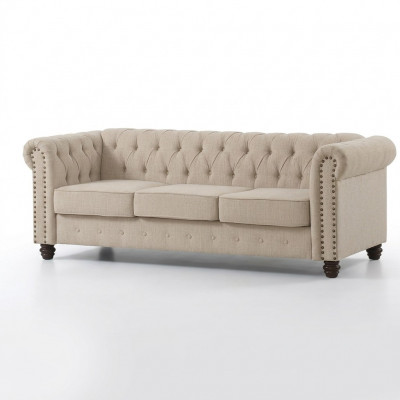 Chesterfield Sofa Bank Bekleding Stof Leder Banken Bekleding Suite 3 Zitplaatsen
