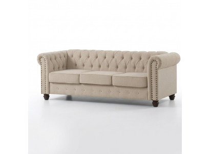 Chesterfield Sofa Bank Bekleding Stof Leder Banken Bekleding Suite 3 Zitplaatsen