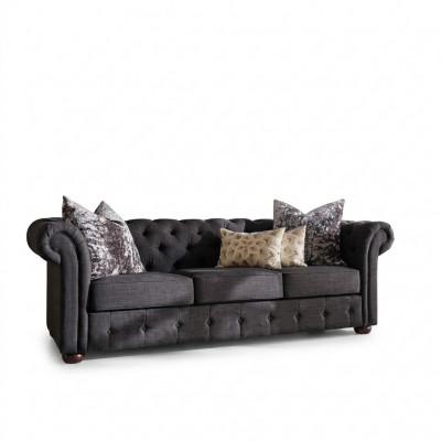 jvmoebel ® - Lederen Sofa Bank - Royal Grijs Gestoffeerde Driezitsbank Set Nieuw