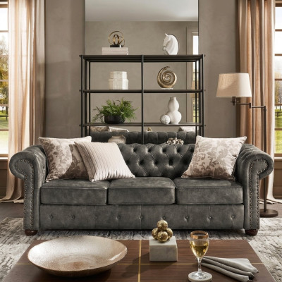 jvmoebel ® Leren Bank Sofa - Design Stoffen Driezitsbank Set Bruin