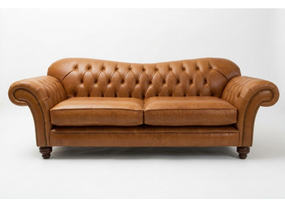 Bruine Chesterfield driezits luxe woonkamer 3-zitsbank