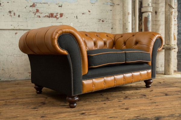 jvmoebel ® Lederen Sofa Bank - Design Bekleding Tweezits Bankstel Bruin