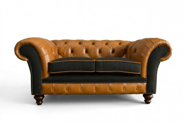 jvmoebel ® Lederen Sofa Bank - Design Bekleding Tweezits Bankstel Bruin