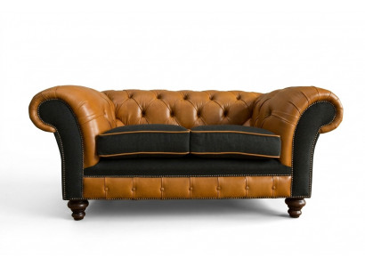 jvmoebel ® Lederen Sofa Bank - Design Bekleding Tweezits Bankstel Bruin