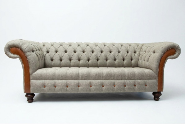 Chesterfield 3-zits klassieke luxe barok rococo bank sofa textiel bank