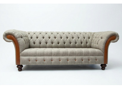 Chesterfield 3-zits klassieke luxe barok rococo bank sofa textiel bank