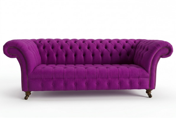 Chesterfield 3-Zits Klassieke Luxe Paars Roze Sofa Bank Textiel Bank