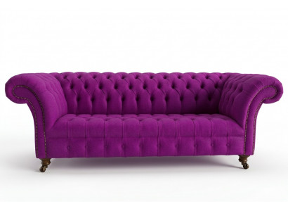 Chesterfield 3-Zits Klassieke Luxe Paars Roze Sofa Bank Textiel Bank