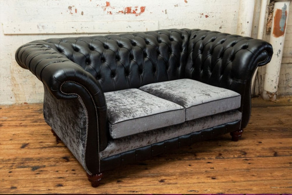 Chesterfield 2-zits klassieke luxe barokke rococo bank sofa leren bank nieuw