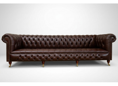 Bruine Chesterfield 4-zits Klassieke Luxe Barok Rococo Bank.