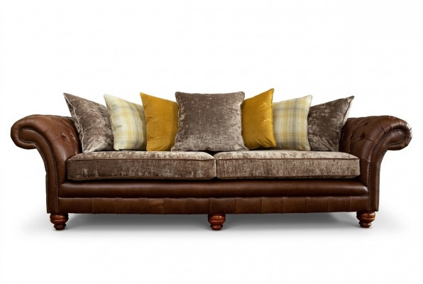 Klassieke luxe barok rococo sofa bank Chesterfield sofa textiel leer bank