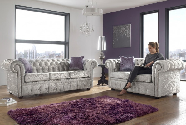 Bankstel Chesterfield 3+2-zitter Klassieke barok rococo bank Textiel leer