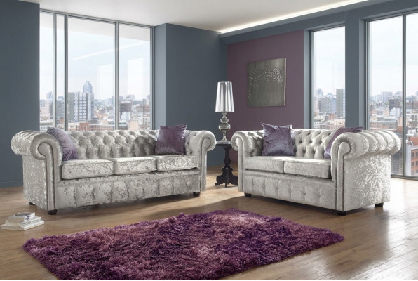 Bankstel Chesterfield 3+2-zitter Klassieke barok rococo bank Textiel leer