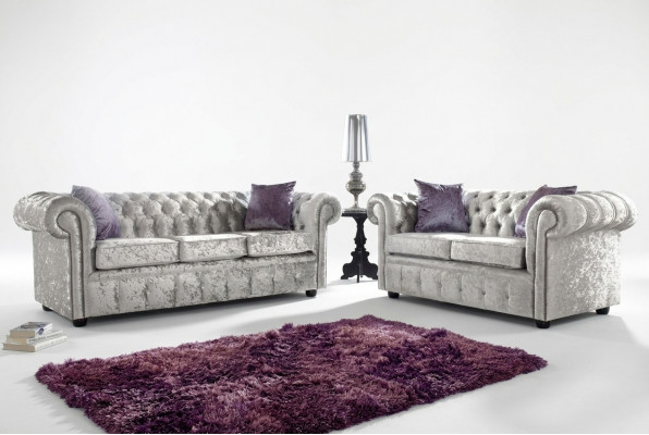 Bankstel Chesterfield 3+2-zitter Klassieke barok rococo bank Textiel leer