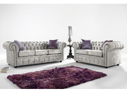 Bankstel Chesterfield 3+2-zitter Klassieke barok rococo bank Textiel leer