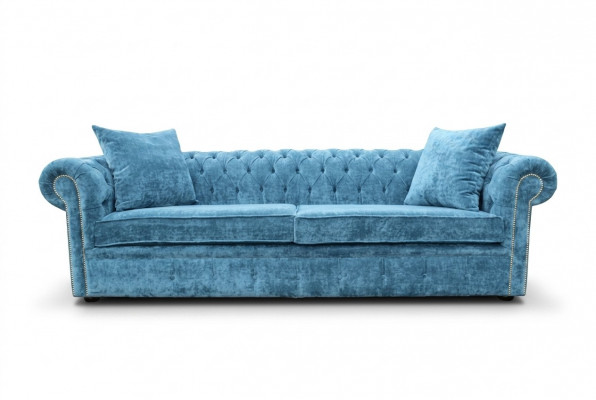Klassieke woonkamerbank - Blauwe Chesterfield stoffen bank 3-zitter jvmoebel ®