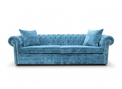 Klassieke woonkamerbank - Blauwe Chesterfield stoffen bank 3-zitter jvmoebel ®