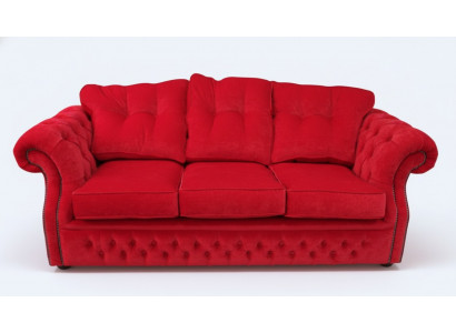Rood Chesterfield stoffen gestoffeerde driezits woonkamerbankontwerp