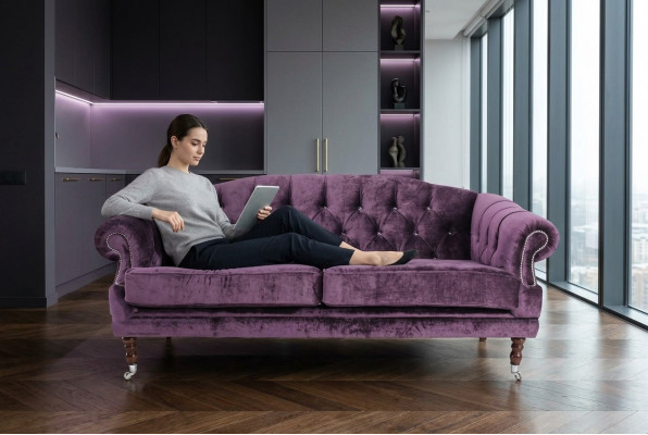 Barok Rococo bankstel bankstel stof fluweel Chesterfield - Designerbanken