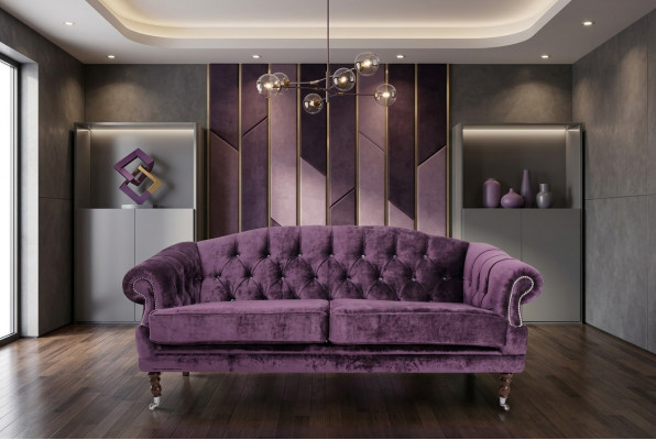 Barok Rococo bankstel bankstel stof fluweel Chesterfield - Designerbanken