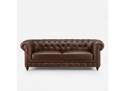 Chesterfield 3-zits Klassieke Luxe Barok Rococo Sofa Textiel Lederen Bank Nieuw