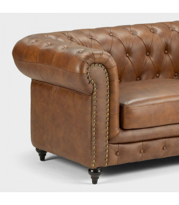 jvmoebel ® - Lederen Sofa Bank - Bruine Fauteuil Bekleding Driezits Bankstel