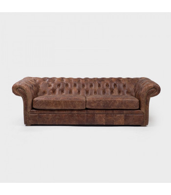 Braun Chesterfield 3-zits Klassieke Luxe Barok Bankstel Stof Leder Bank Stijl