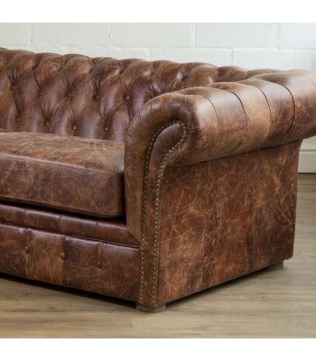 Braun Chesterfield 3-zits Klassieke Luxe Barok Bankstel Stof Leder Bank Stijl