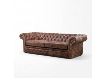 Braun Chesterfield 3-zits Klassieke Luxe Barok Bankstel Stof Leder Bank Stijl