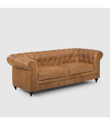 Chesterfield 3-Zits Klassieke Luxe Barokke Rococo Bank Textiel Leren Sofa