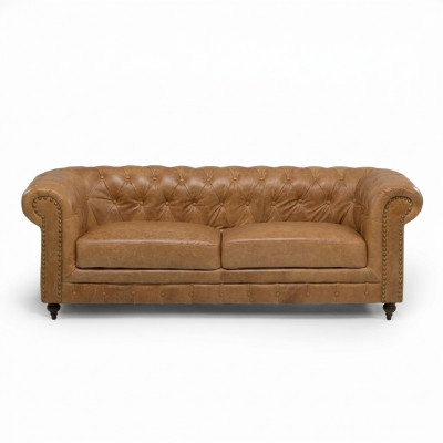 Chesterfield 3-Zits Klassieke Luxe Barokke Rococo Bank Textiel Leren Sofa
