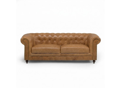 Chesterfield 3-Zits Klassieke Luxe Barokke Rococo Bank Textiel Leren Sofa