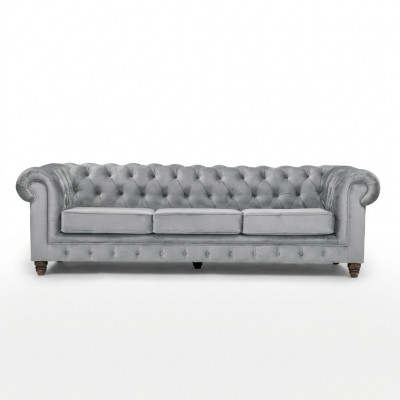 Chesterfield 5-zits klassieke luxe bankstel textiel lederen bank zilveren bankstellen