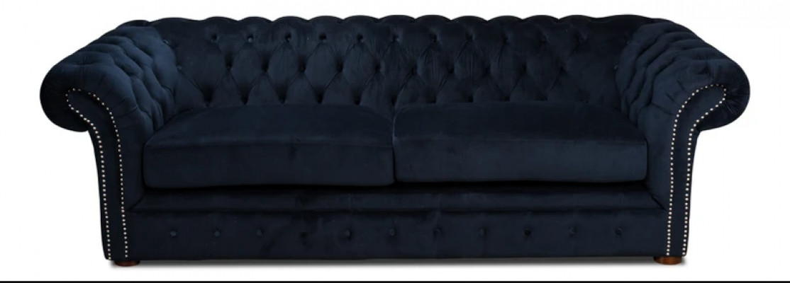 Klassieke woonkamerbank - Blauwe Chesterfield stoffen 3-zitsbank jvmoebel ®