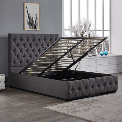 Luxe grijs designer tweepersoonsbed gestoffeerde bedden