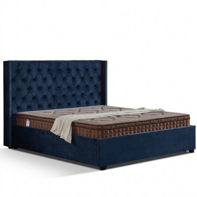 Koninklijk blauwe slaapkamer bed gestoffeerde tweepersoonsbedden Chesterfield ontwerp