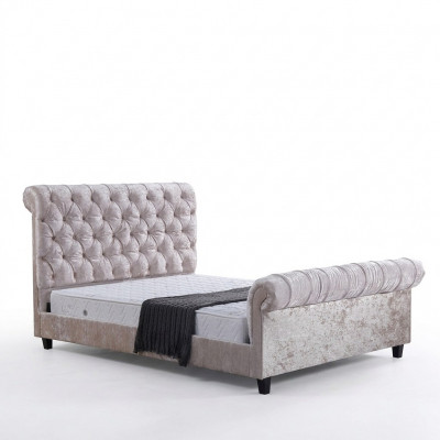Modern beige Chesterfield bed ontwerper tweepersoonsbed luxe meubels