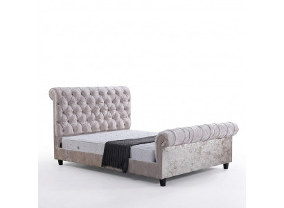 Modern beige Chesterfield bed ontwerper tweepersoonsbed luxe meubels