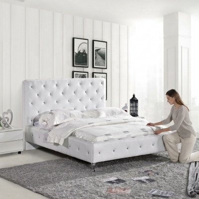 Chesterfield bed ontwerp slaapkamer Engelse bedden 140x200cm textiel bekleding
