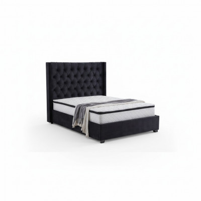 Moderne zwarte Chesterfield luxe bed textiel tweepersoonsbedden