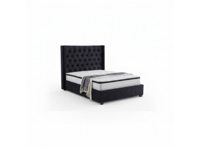 Moderne zwarte Chesterfield luxe bed textiel tweepersoonsbedden