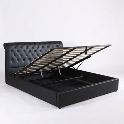 Zwart luxe Chesterfield designer tweepersoonsbed gestoffeerd bed