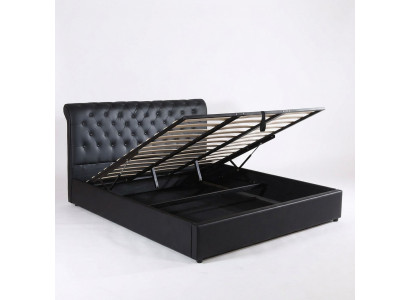 Zwart luxe Chesterfield designer tweepersoonsbed gestoffeerd bed