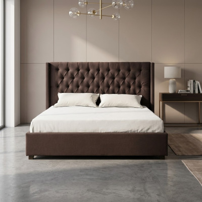 Slaapkamer bed 200x200cm gestoffeerde bedden Chesterfield textiel stof
