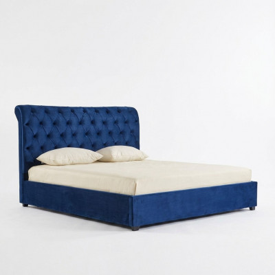 Blauw Chesterfield tweepersoonsbed slaapkamer luxe meubels gestoffeerde bedden