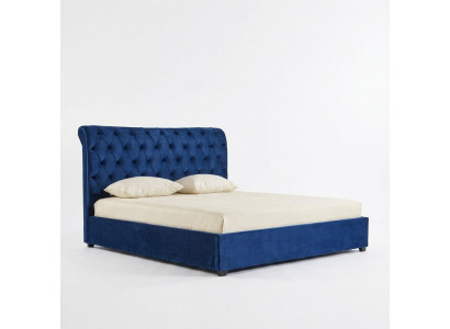 Blauw Chesterfield tweepersoonsbed slaapkamer luxe meubels gestoffeerde bedden