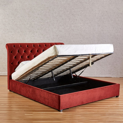 Koninklijk rood slaapkamer Chesterfield tweepersoons bed gestoffeerde bedden luxe ontwerp
