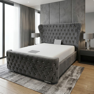 Chesterfield Hotel Dubbel Leren Bed Slaapkamer Bekleding Luxe Bedden 200x200